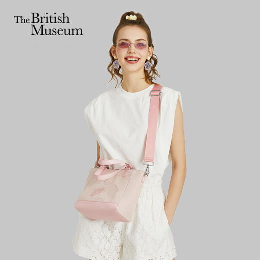 大英博物馆盖亚·安德森猫系列  粉色 刺绣帆布包两用手提斜挎包 商品图0
