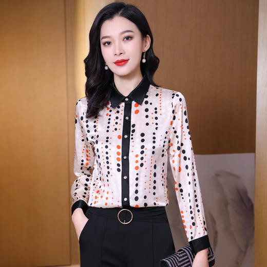 ASE9218复古波点时尚优雅气质女士衬衫 商品图2