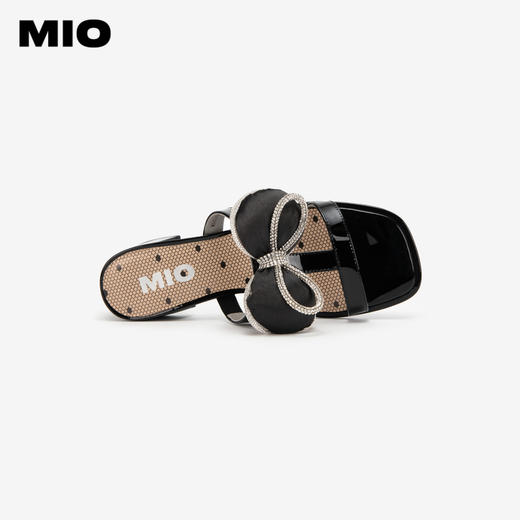 MIO米奥夏季方头中跟简约一字带式泡泡蝴蝶清爽通勤凉拖女M243141608 商品图2