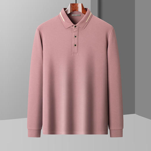 【含桑蚕丝】圣得西2025秋季新款男士撞色翻领长袖polo衫T恤衫 商品图3