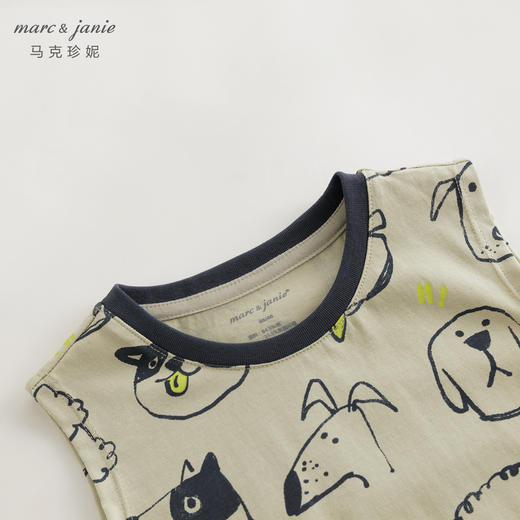 【凉感透气】马克珍妮婴儿夏装男女宝宝涂鸦无袖连体衣爬服550915 商品图2