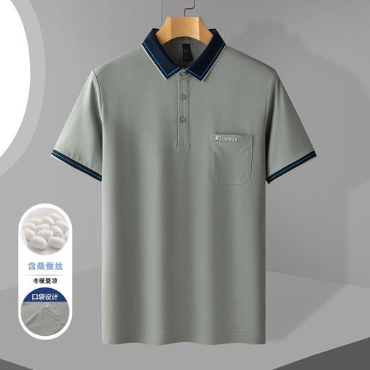 14LP3301【含桑蚕丝】罗蒙男士高周波polo衫男短袖男夏季薄款男士短袖t恤男 商品图1