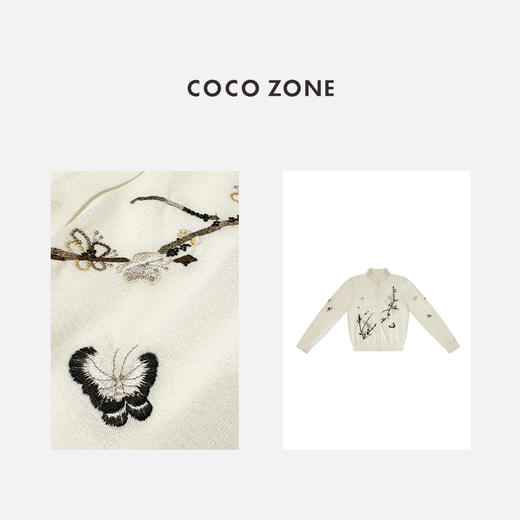 COCO ZONE2024新中式立领毛针织衫单排扣百搭通勤上衣CC2B0447 商品图2