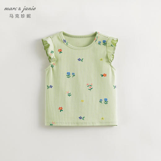 马克珍妮女童甜美碎花满印飞袖弹力背心儿童上衣夏装新款240751 商品图3