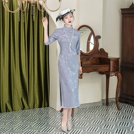 ALBB-高档真丝旗袍2025新款女日常复古改良高端中国风桑蚕丝旗袍连衣裙 商品图3