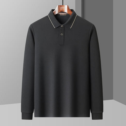 【含桑蚕丝】圣得西春秋季新款男士弹力棉质撞色翻领polo衫男 商品图1