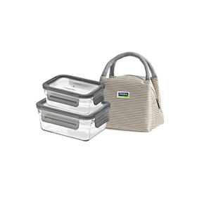 glasslock钢化玻璃保鲜盒饭盒3件套烤箱烘焙微波炉（黑色）