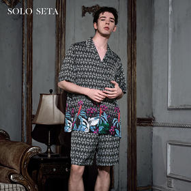 Solo seta22姆米男士真丝短袖短裤睡衣套装桑蚕丝休闲装2025新款