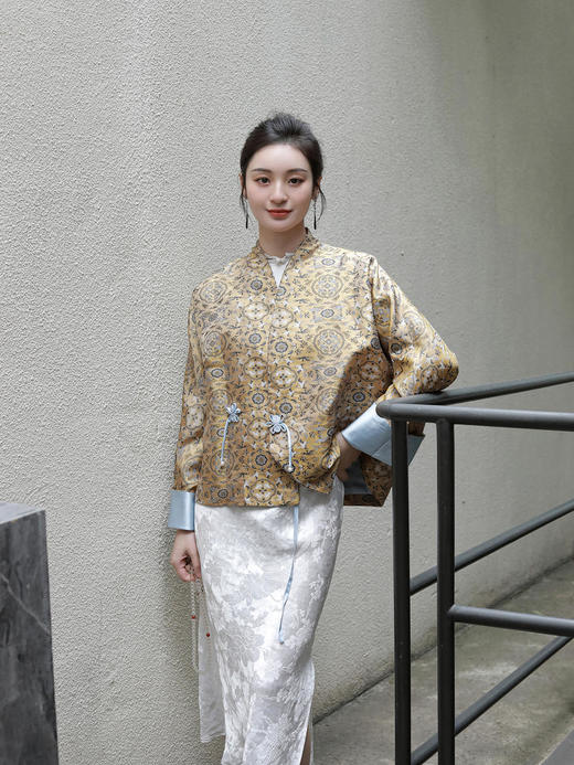 盛唐牡丹 |鹤鹿同春宋锦交叉外套 商品图6