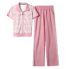 SP-3801运动套装女夏装新款短袖开衫高级格子印花气质显瘦休闲卫衣两件套 商品缩略图4