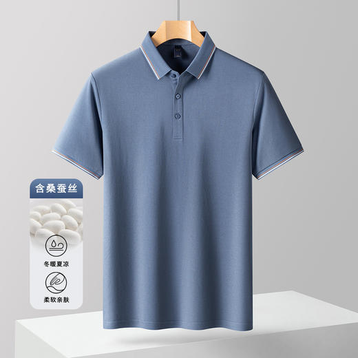 【含桑蚕丝】罗蒙男士夏季polo衫男短袖商务休闲男士t恤短袖polo衫 商品图8