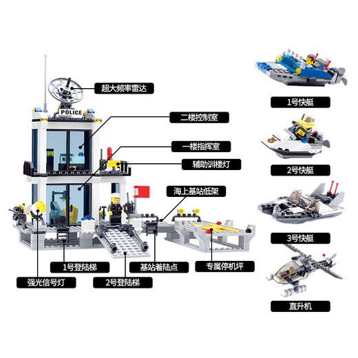 警车警察局回力警车积木拼装玩具 儿童玩具模型人仔礼品 商品图4