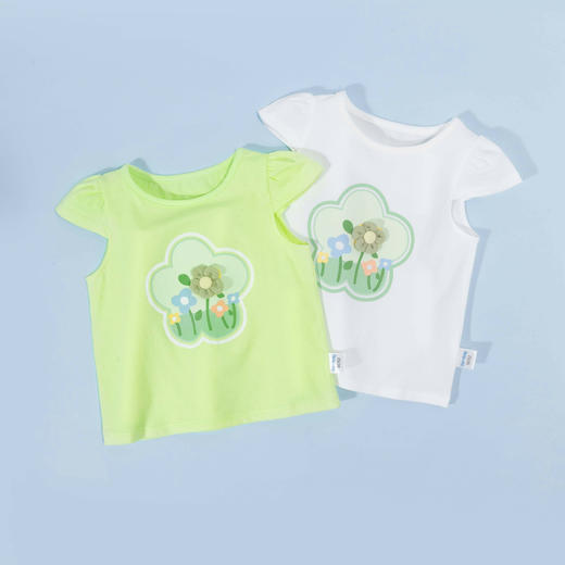 贝贝怡24夏款女童印花短袖T恤甜美舒适透气上衣ZB2DS010 商品图1