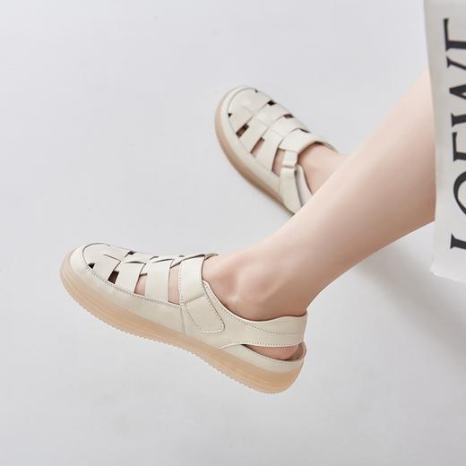 ZHR则则猪笼鞋女法式沙滩鞋2024新款百搭罗马编织凉鞋ins包头单鞋 商品图7