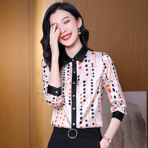 ASE9218复古波点时尚优雅气质女士衬衫 商品图0