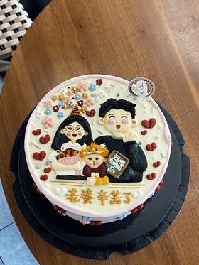 一家三口手绘蛋糕