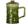 乾唐轩活瓷杯竹节三件杯带茶漏带手柄泡茶杯办公杯带盖陶瓷杯 商品缩略图2