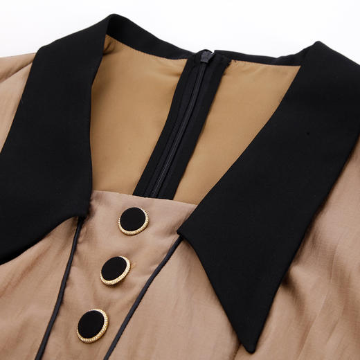 PF828斯尔丽24新款撞色尖领办公室白领气质优雅连衣裙 商品图4