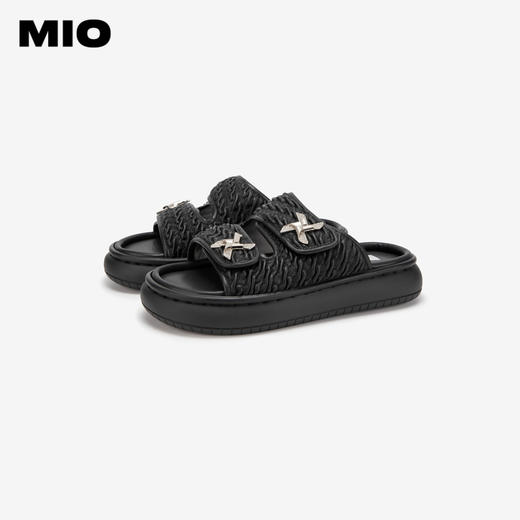 MIO米奥夏季中跟时髦拖鞋小众潮流运动厚底一字拖个性女鞋M243131427 商品图3