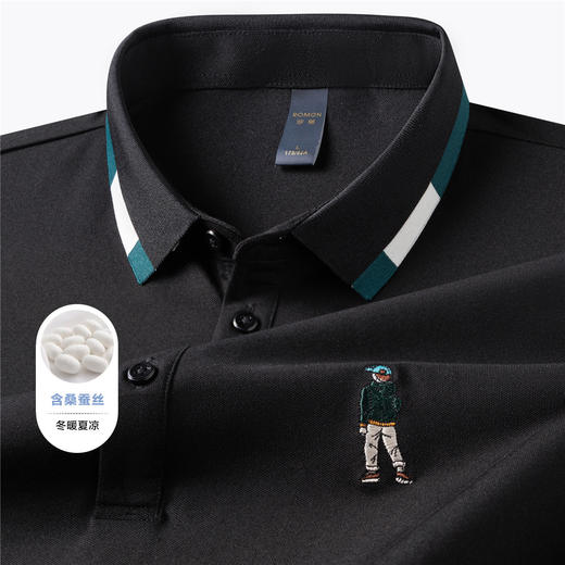 【含桑蚕丝】罗蒙夏季男士休闲t恤短袖polo衫商务polo衫男短袖 商品图3