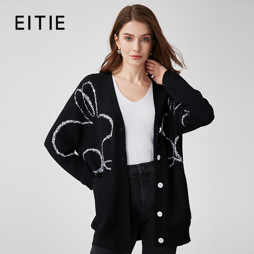 EITIE爱特爱流线型兔子提花图案针织衫7301001 商品图5