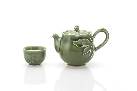 乾唐轩活瓷新石榴绿茶具1壶6杯+茶海茶杯水杯功夫茶具中式高档礼盒套装 商品图1