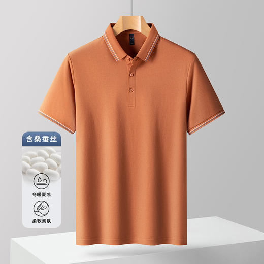 【含桑蚕丝】罗蒙男士夏季polo衫男短袖大众休闲男士t恤短袖polo衫 商品图11
