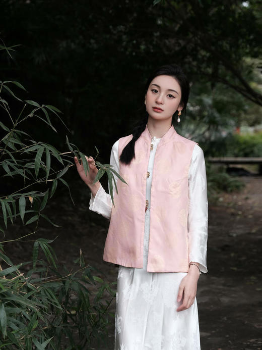 微瑕秒杀 |盛唐牡丹 |鹤鹿同春宋锦双面穿马甲[特价品](特殊商品不退不换) 商品图10