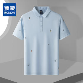 14LP3255【胶感印花】罗蒙男士满印polo衫男短袖男夏季薄款男士短袖t恤男体恤