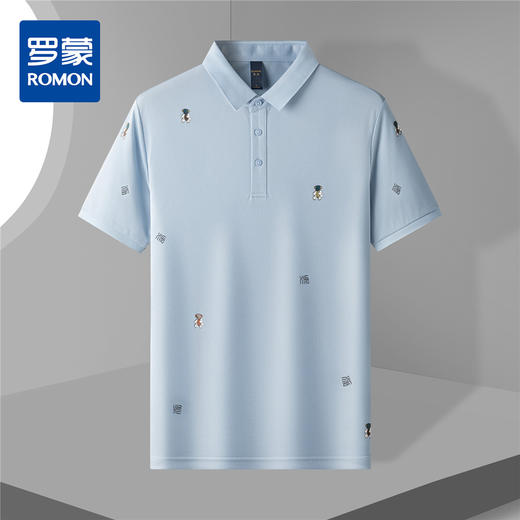 【胶感印花】罗蒙男士满印polo衫男短袖男夏季薄款男士短袖t恤男体恤 商品图0