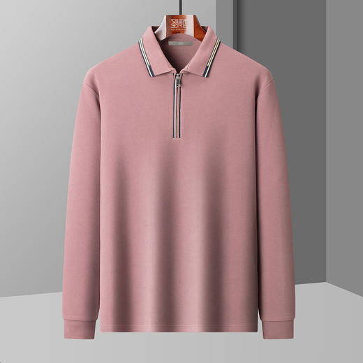 【含桑蚕丝】圣得西男士时尚百搭半高拉链领T恤2025秋季新款亲肤舒适长袖 商品图3