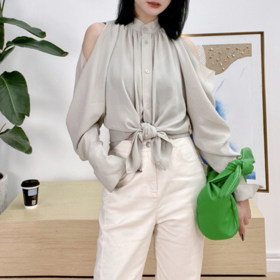 S1【设计感露肩衬衫】臣禾【62%醋酸38%聚酯】小众衬衣K221053102【奥莱】