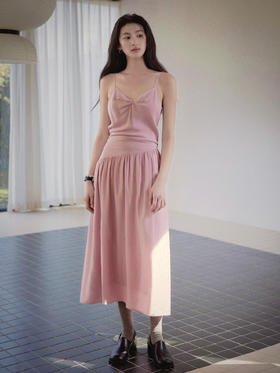 Even Vintage|天丝混纺 法式气质微光泽感系带度假风吊带连衣裙夏