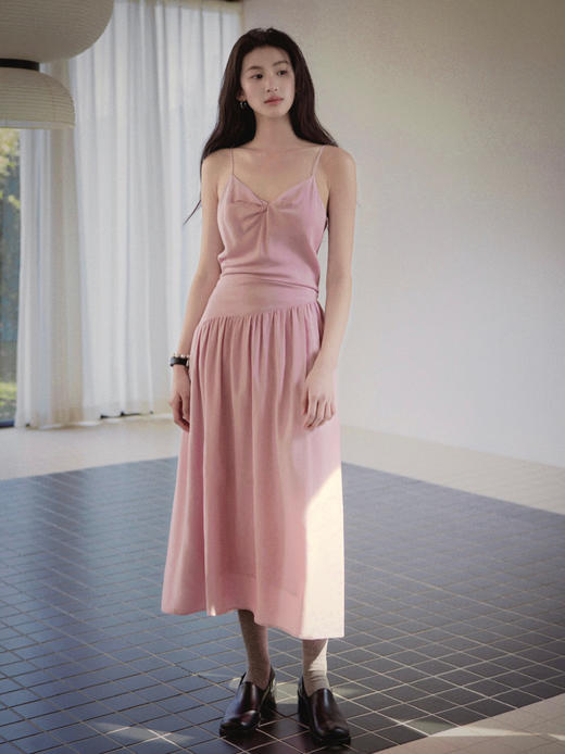 Even Vintage|天丝混纺 法式气质微光泽感系带度假风吊带连衣裙夏 商品图0