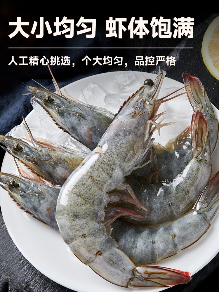 大黄鲜森湛江大虾鲜活速冻白虾类海鲜3040大虾1.5kg/盒