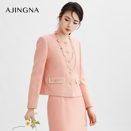 【商场同款】阿菁娜2024春季新款撞色百搭小香风外套A29C107025 商品图1