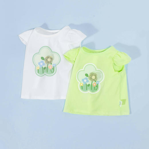 贝贝怡24夏款女童印花短袖T恤甜美舒适透气上衣ZB2DS010 商品图2