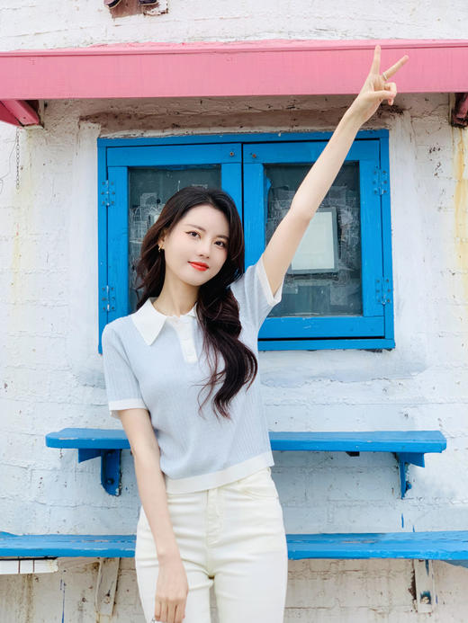 【百图lulu好物】【清凉POLO衫】知性 POLO领 清新有氧 短袖 针织衫 商品图1