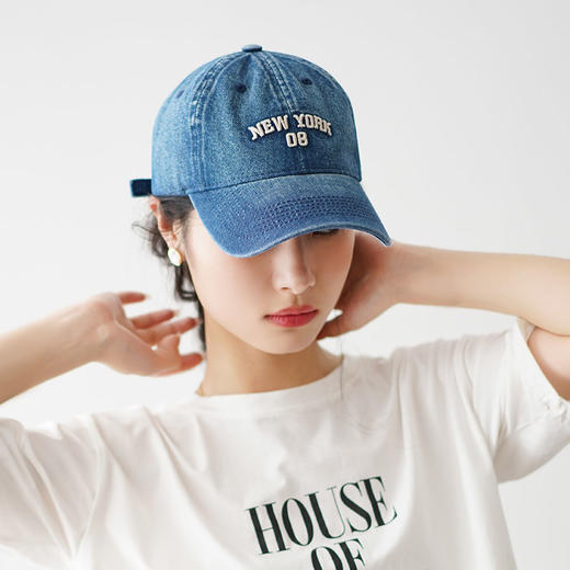 疯帽子 字母刺绣水洗牛仔鸭舌帽子女韩版时尚棒球帽女 春夏防晒帽BY294 商品图3