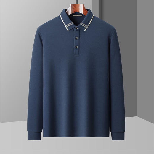 【含桑蚕丝】圣得西男士撞色翻领Polo衫2025秋季新款商务长T恤 商品图4