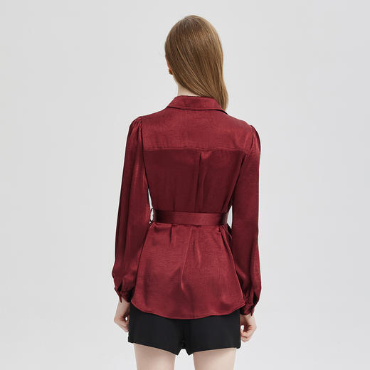 PE257斯尔丽24春夏新款设计感绑带不对称口袋显瘦时尚小众长衬衫 商品图1