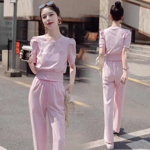 时尚薄款休闲服，网红炸街阔腿裤运动套装HR-QMC6772 商品图2