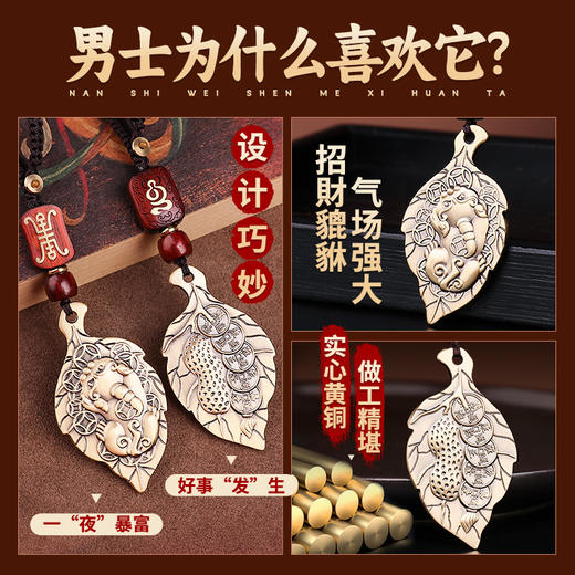 一夜暴富好事发生黄铜貔貅挂饰 商品图4
