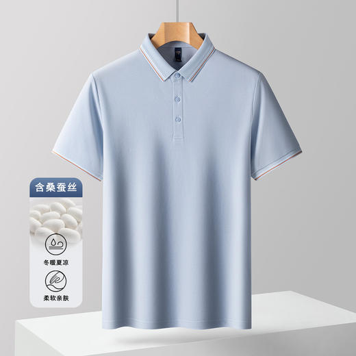 【含桑蚕丝】罗蒙男士夏季polo衫男短袖大众休闲男士t恤短袖polo衫 商品图13