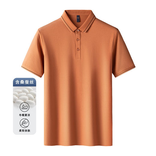 【含桑蚕丝】罗蒙男士夏季时尚polo衫男短袖休闲男士t恤短袖polo衫 商品图5