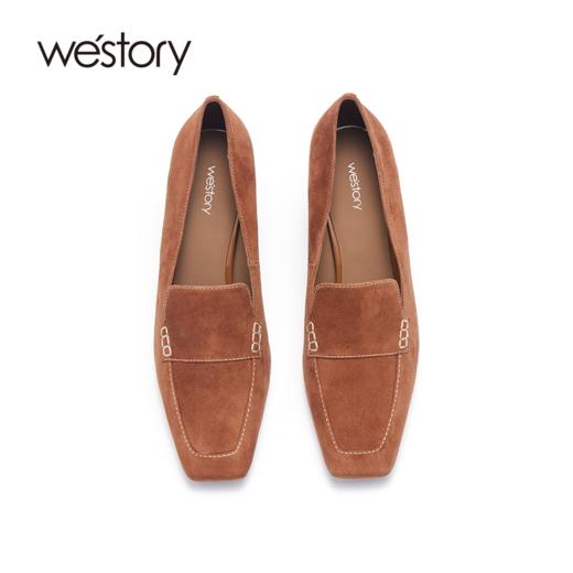 westory春季新款小方头粗跟中跟乐福鞋W24AM56801 商品图2