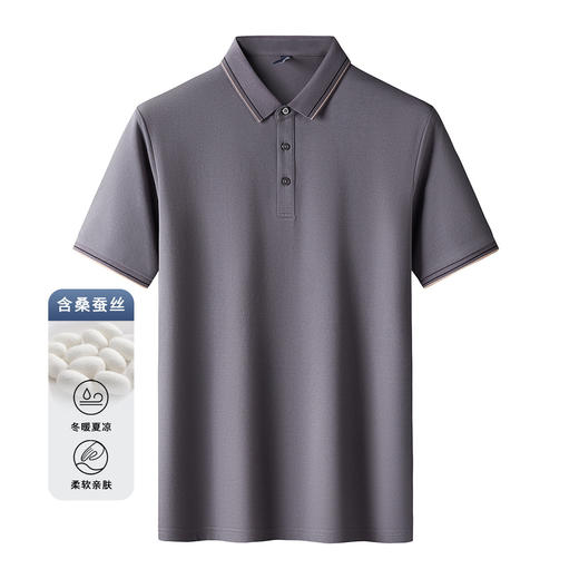 【含桑蚕丝】罗蒙男士夏季时尚polo衫男短袖休闲男士t恤短袖polo衫 商品图9