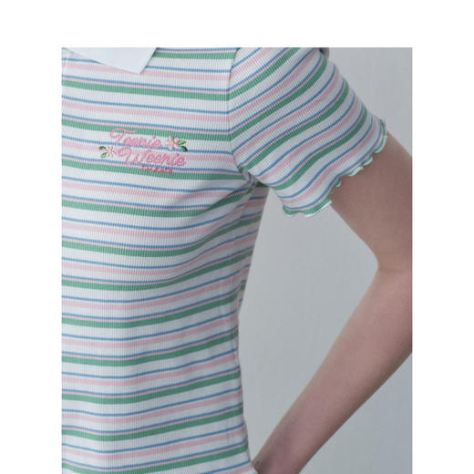 TeenieWeenie小熊条纹字母POLO衫T恤女夏季女t恤TTHA242410T 商品图4