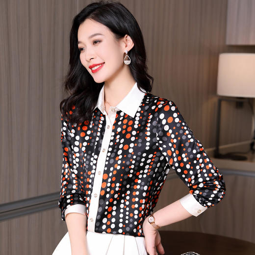 ASE9218复古波点时尚优雅气质女士衬衫 商品图3