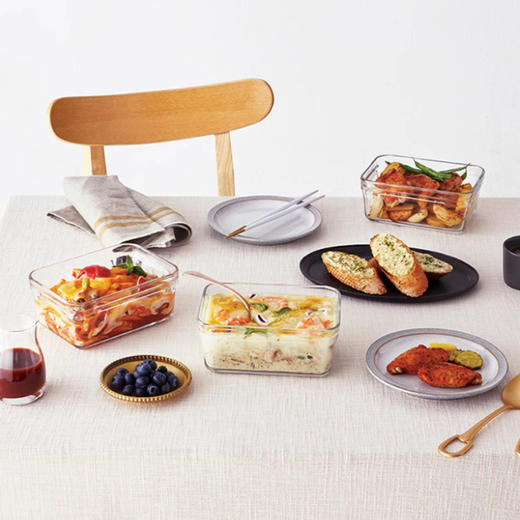 glasslock钢化玻璃保鲜盒饭盒3件套烤箱烘焙微波炉（黑色） 商品图1